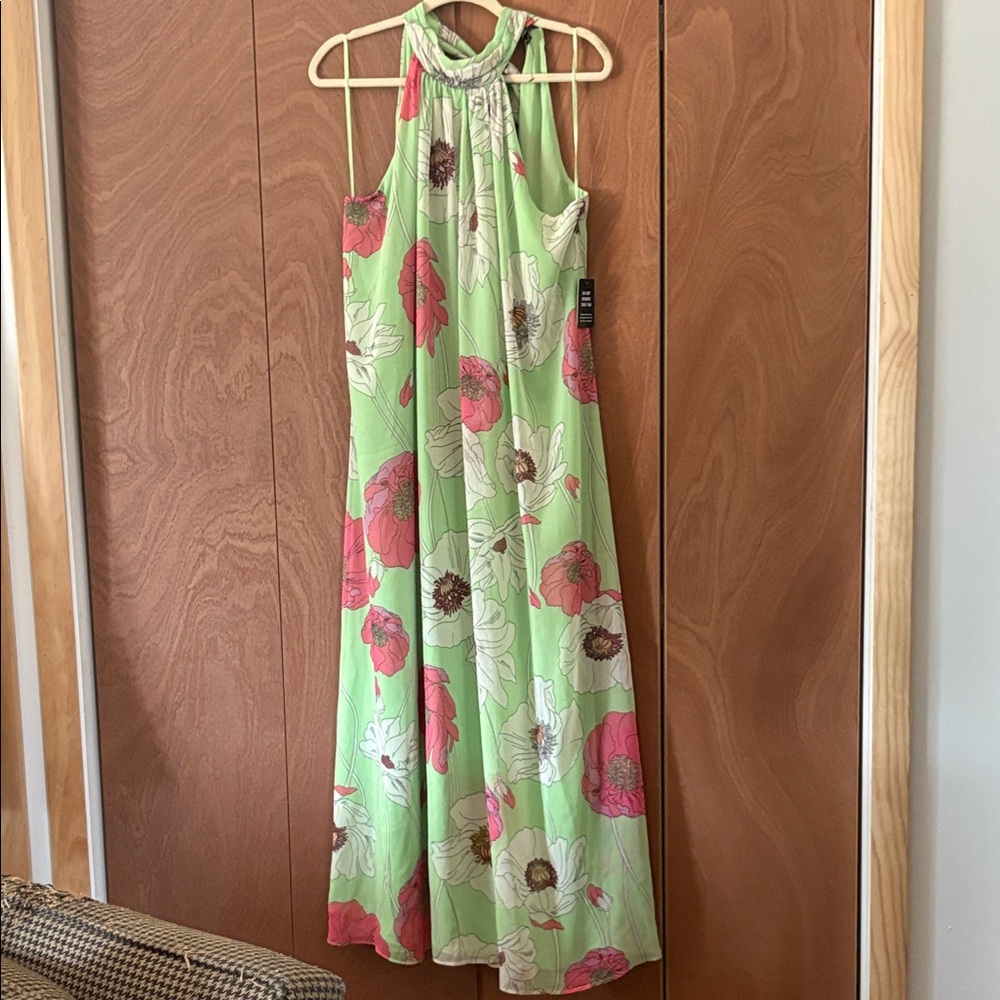 Express Green and Pink Floral Maxi Dress Size L